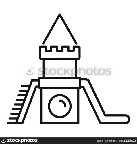 Wood kid castle icon. Outline wood kid castle vector icon for web design isolated on white background. Wood kid castle icon, outline style