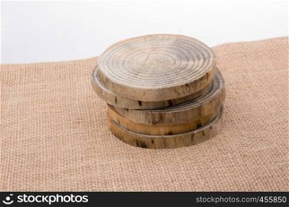 Wood Log cut in round thin pieces in view