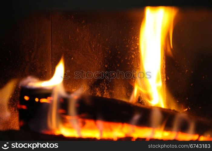 wood log in a fire place
