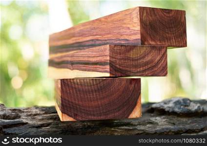 Wood logs of Burmese rosewood, Exotic wooden beautiful pattern for crafts or background