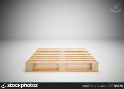 Wood pallet on white floor