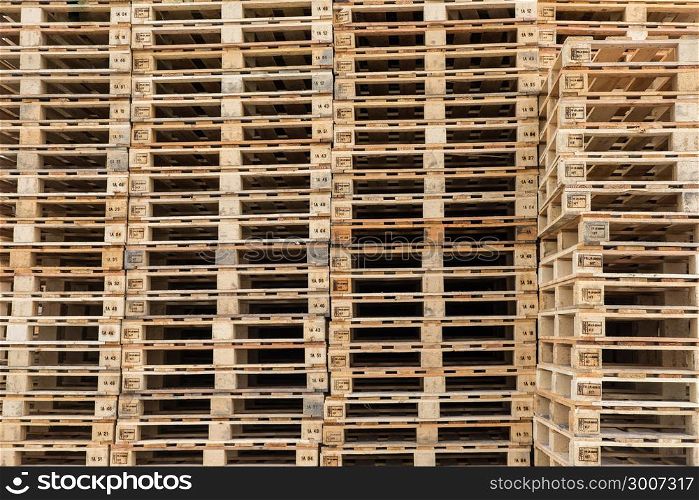 Wood pallets stacked