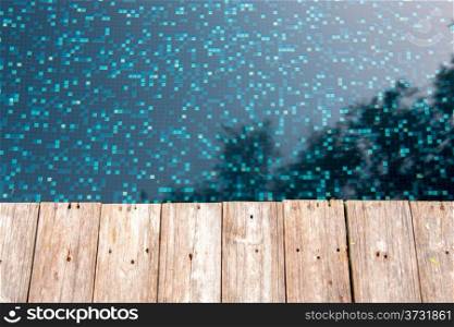 wood pavement with pool edge background
