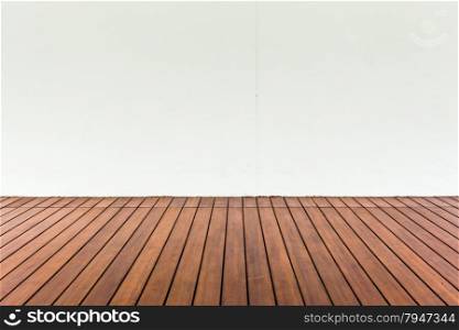 Wood plank floor and white wall, can use as vintage background