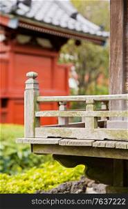 Wood Railing at Senso-ji Temple. Japanese Diary