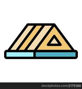 Wood roof icon. Outline wood roof vector icon color flat isolated. Wood roof icon color outline vector
