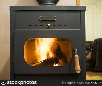 Wood stove and wood burning inside