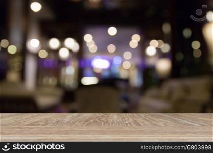 wood table for montage or display your product with abstract blur beautiful luxury hotel lobby lounge interior background