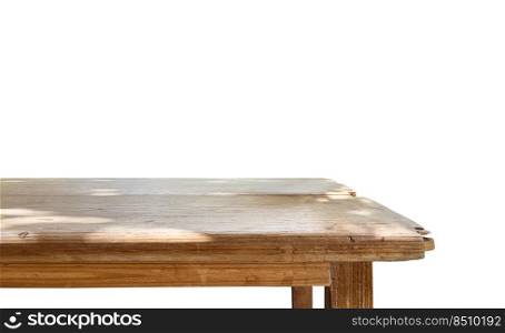 Wood table top on white blurred abstract background from building hallway - can be used for display or montage your products