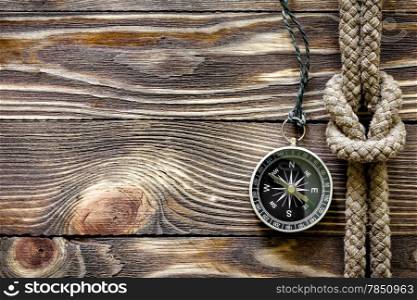 Wood texture with marine knot and compass