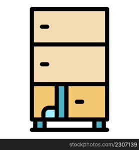 Wood wardrobe icon. Outline wood wardrobe vector icon color flat isolated. Wood wardrobe icon color outline vector