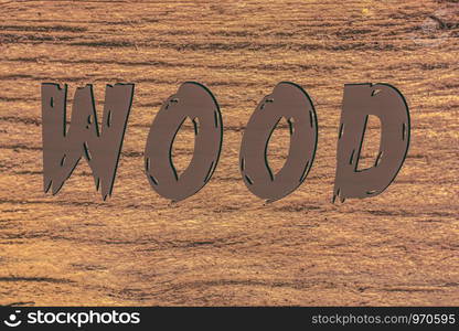 WOOD written on wood texture with natural patterns as a background