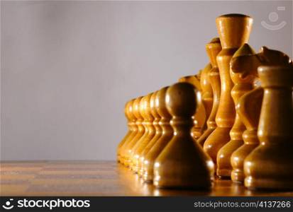 wooden aged chess set