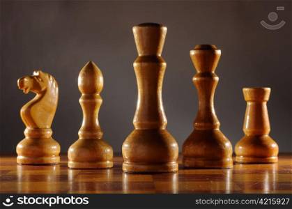 wooden aged chess set