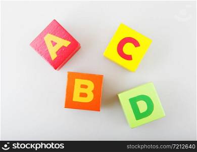 Wooden Alphabet Blocks Isolated On White Background