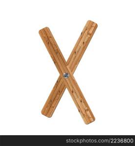 wooden alphabet - letter X? on white background. wooden alphabet - letter X?