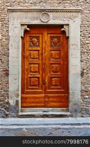 Wooden Ancient Italian Door in Historic Center of Florence