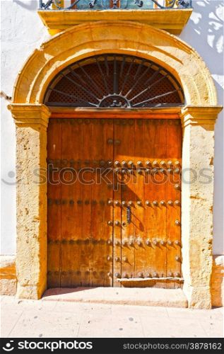 Wooden Ancient Spanish Door in Historic Center