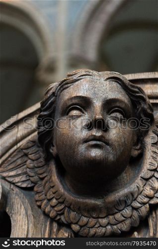 Wooden Angelic Face in Cathedral