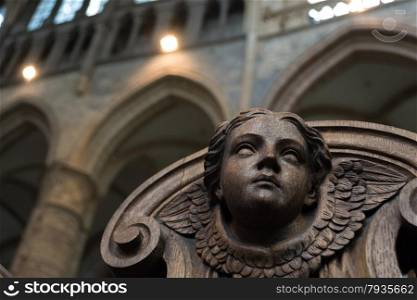 Wooden Angelic Face in Cathedral