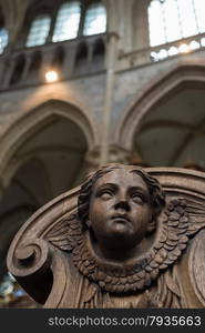 Wooden Angelic Face in Cathedral