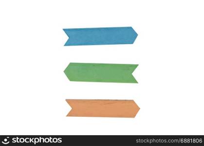 wooden arrow sign on white background.