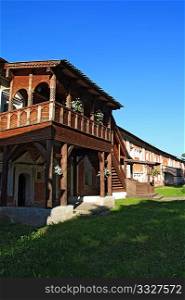 wooden balcony in old-time house