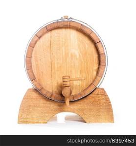 Wooden barrel for wine isolated on white. Wooden barrel for wine