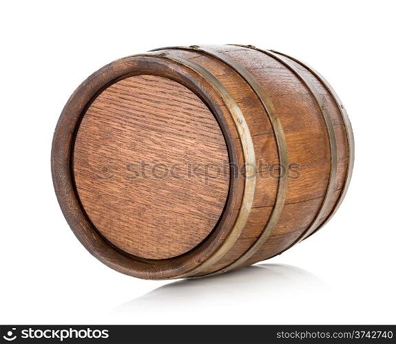 Wooden barrel isolated on a white background