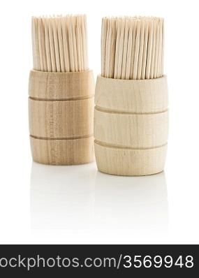 wooden barrels with toothpicks