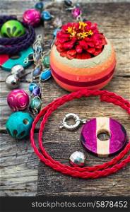 Wooden beads and accessories for needlework
