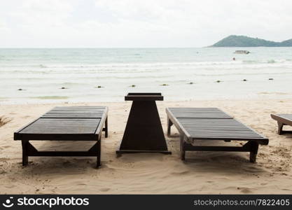 wooden bed was subjected to on the beach. Facing out to sea.