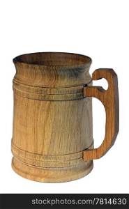 Wooden beer mug, kvass on a white background. (isolated)