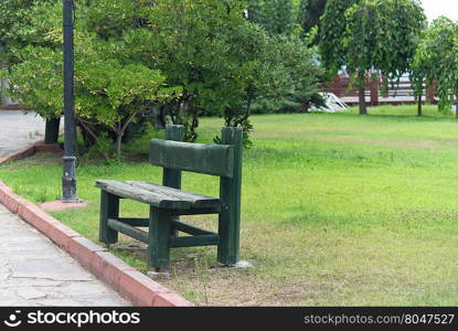 wooden bench in the park