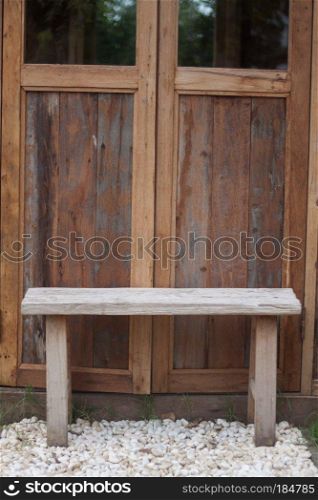 Wooden bench in the park, stock photo