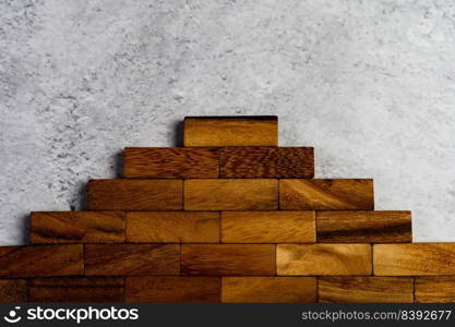 Wooden blocks, used for domino games, Arranged in steps.