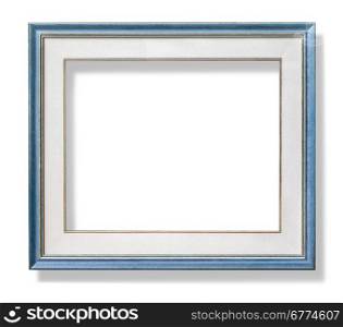 wooden blue frame with mount. with clipping path