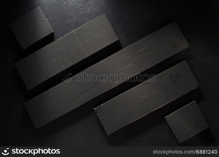 wooden board on black background