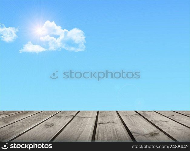 Wooden boards over a blue sky