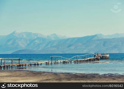 Wooden boardwalk on the beach