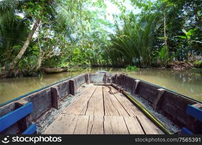 Wooden boat in Mekong Delta, Vietnam