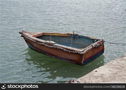 wooden boat on the sea