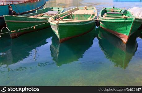 Wooden boats at pier (Balaclava Town, Crimea, Ukraine)