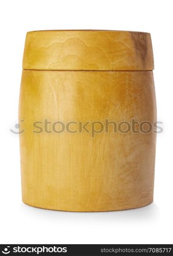 wooden bowl with lid isolated on white background