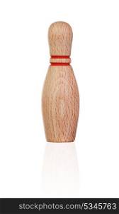 Wooden bowling pin isolated on a white background
