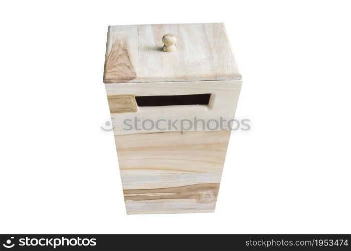 wooden box isolated on white background.
