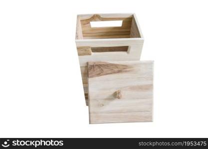 wooden box isolated on white background.