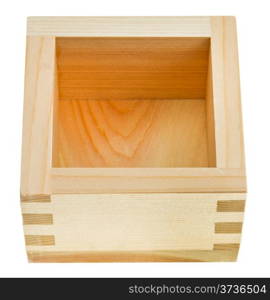 wooden box masu for sake isolated on white background
