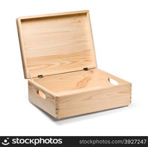 Wooden box on white background. with clipping path