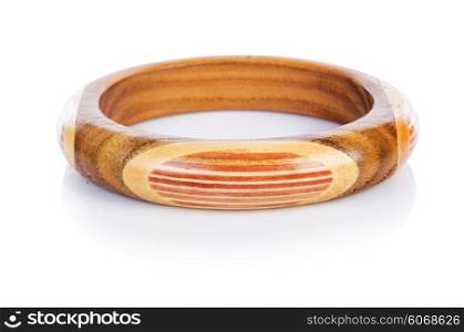 Wooden bracelet isolated on the white